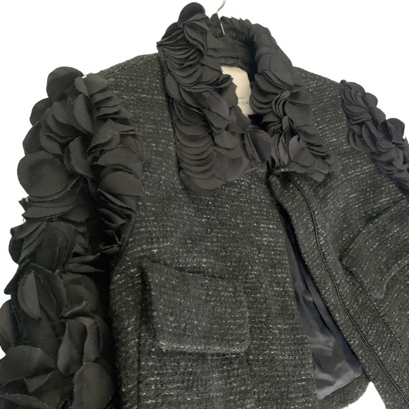 ROBERT RODRIGUEZ Black Rose Petal Ruffle Blazer Jacket - NWT - Picture 3 of 14